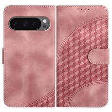Per Google Pixel 10 Pro XL Custodia in pelle con motivo a testa di elefante e cordino (rosa)
