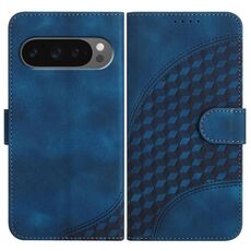 Per Google Pixel 10 Pro XL Custodia in pelle con motivo a testa di elefante e cordino (blu reale)