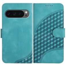 Per Google Pixel 10 Pro XL Custodia in pelle con motivo a testa di elefante e cordino (azzurro chiaro)