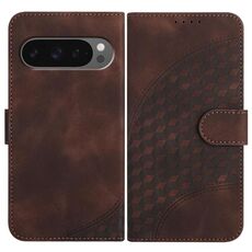 Per Google Pixel 10 Pro XL Custodia in pelle con motivo a testa di elefante e cordino (caffè)