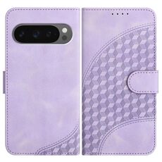 Per Google Pixel 10 / Pixel 10 Pro Custodia in pelle con motivo a testa di elefante e cordino (viola chiaro)