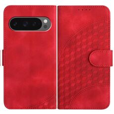 Per Google Pixel 10 / Pixel 10 Pro Custodia in pelle con motivo a testa di elefante e cordino (rosso)