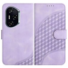 Custodia in pelle per telefono con testa di elefante in rilievo per Honor 400 con cordino (viola chiaro)