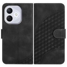 Custodia in pelle con cordino per telefono con testa di elefante in rilievo per Honor 400 Lite (nero)