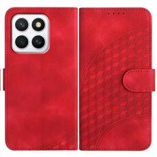 Custodia in pelle con cordino per telefono con testa di elefante in rilievo per Honor X8c 4G (rosso)