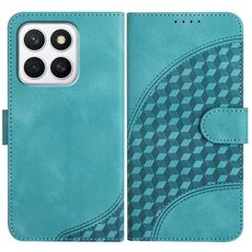 Custodia in pelle con cordino per telefono con testa di elefante in rilievo per Honor X8c 4G (azzurro chiaro)