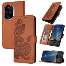 Custodia per telefono in pelle con motivo a fiore di Datura per Honor 400 (marrone)