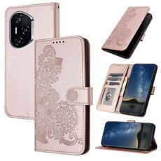 Custodia per telefono in pelle con motivo a fiore di Datura per Honor 400 (oro rosa)