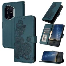 Custodia per telefono in pelle con motivo a fiori di Datura per Honor 400 (verde scuro)