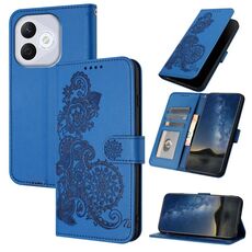 Custodia in pelle con motivo a fiori di Datura per Honor 400 Lite (blu)
