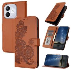 Custodia in pelle con motivo a fiore di Datura per Honor 400 Lite (marrone)
