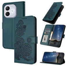 Custodia in pelle con motivo a fiori di Datura per Honor 400 Lite (verde scuro)