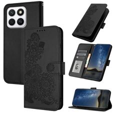 Per Honor X8c 4G Datura Flower Custodia in pelle con motivo a flip (nero)