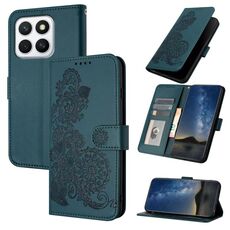 Per Honor X8c 4G Datura Flower Custodia in pelle con motivo a flip (verde scuro)