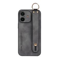 Per iPhone 16 Plus Custodia per telefono con cinturino in pelle di agnello (grigio)
