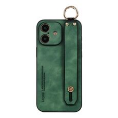Per iPhone 16 Plus Custodia per telefono con cinturino in pelle di agnello (verde)