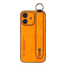 Per iPhone 16 Plus Custodia per telefono con cinturino in pelle di agnello (arancione)