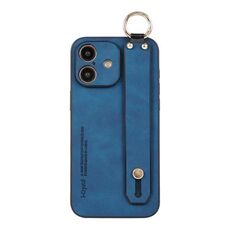 Per iPhone 16 Plus Custodia per telefono con cinturino in pelle di agnello (blu)