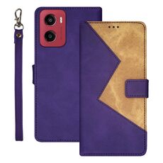 Per Motorola Moto G05 idewei Custodia per telefono in pelle bicolore con cuciture (viola)