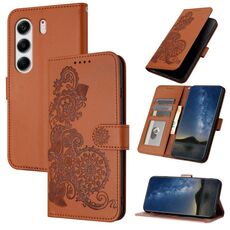 Per Tecno Camon 40 Pro 4G Datura Flower Embossed Flip Custodia in Pelle per Telefono (Marrone)