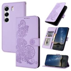 Per Tecno Camon 40 Pro 4G Datura Flower Embossed Flip Custodia in Pelle per Telefono (Viola)