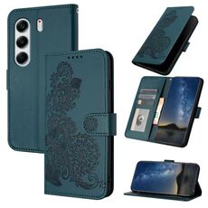 Per Tecno Camon 40 Pro 4G Datura Flower Embossed Flip Custodia in Pelle per Telefono (Verde Scuro)
