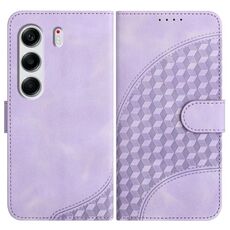 Per Tecno Camon 40 4G Custodia in pelle con motivo a testa di elefante e cordino (viola chiaro)