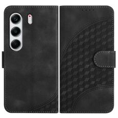 Per Tecno Camon 40 4G Custodia in pelle con motivo a testa di elefante e cordino (nero)