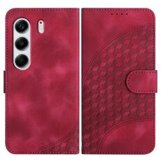 Per Tecno Camon 40 4G Custodia in pelle con motivo a testa di elefante e cordino (rosso rosa)