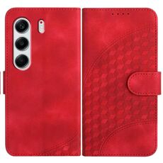 Per Tecno Camon 40 4G Custodia in pelle con motivo a testa di elefante e cordino (rosso)