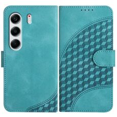 Per Tecno Camon 40 4G Custodia in pelle con motivo a testa di elefante e cordino (azzurro chiaro)