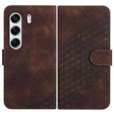 Per Tecno Camon 40 4G Custodia in pelle con motivo a testa di elefante e cordino (caffè)