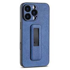 Per iPhone 16 Pro Custodia antiurto per telefono con supporto push-pull in pelle PU (blu)