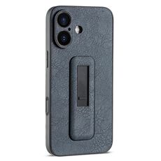 Per iPhone 16 Plus Custodia antiurto con supporto push-pull in pelle PU (nero)