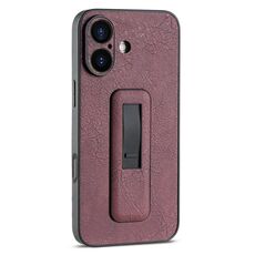 Per iPhone 16 Plus Custodia antiurto con supporto push-pull in pelle PU (rosso vino)