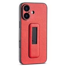 Per iPhone 16 Plus Custodia antiurto con supporto push-pull in pelle PU (rosso)