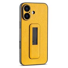 Per iPhone 16 Plus Custodia antiurto con supporto push-pull in pelle PU (giallo)