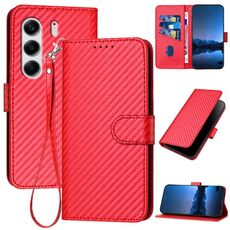 Per Tecno Camon 40 4G YX0070 Custodia in pelle con fibbia in fibra di carbonio e cordino (rosso)