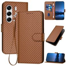 Per Tecno Camon 40 4G YX0070 Custodia in pelle con fibbia in fibra di carbonio e cordino (caffè)
