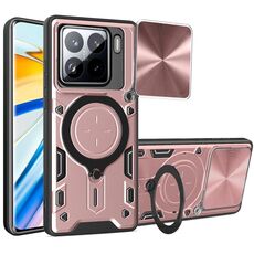 Per Xiaomi 15 CD Texture Custodia per telefono con supporto magnetico scorrevole Camshield (rosa)