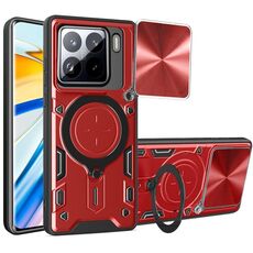 Per Xiaomi 15 CD Texture Custodia per telefono con supporto magnetico scorrevole Camshield (rosso)