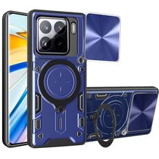 Per Xiaomi 15 CD Texture Custodia per telefono con supporto magnetico scorrevole Camshield (blu)