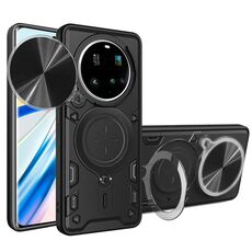 Per Xiaomi 15 Ultra CD Texture Custodia per telefono con supporto magnetico scorrevole Camshield (nero)