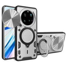 Per Xiaomi 15 Ultra CD Texture Custodia per telefono con supporto magnetico scorrevole Camshield (argento)