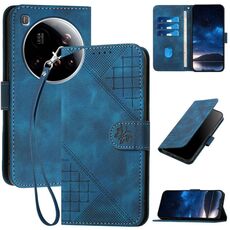 Per Xiaomi 15 Ultra YX0080 Custodia in pelle con motivo a farfalla in rilievo con cordino (blu scuro)
