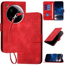 Per Xiaomi 15 Ultra YX0080 Custodia in pelle con motivo a farfalla in rilievo con cordino (rosso)