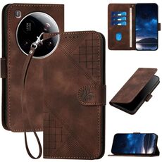 Per Xiaomi 15 Ultra YX0080 Custodia in pelle con motivo a farfalla in rilievo con cordino (caffè)
