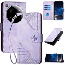 Per Xiaomi 15 Ultra YX0080 Custodia in pelle con motivo a farfalla in rilievo con cordino (viola chiaro)