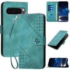 Per Google Pixel 10 Pro XL Custodia in pelle con motivo a farfalla in rilievo con cordino (azzurro chiaro)