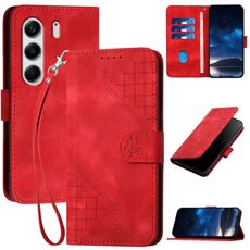 Per Tecno Camon 40 4G Custodia in pelle con motivo a farfalla in rilievo con cordino (rosso)